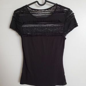 Black t-shirt with lace details
